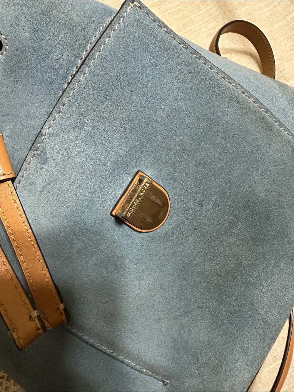 Michael Kors Romy Blue Suede and Leather Backpack - Picture 8 of 15